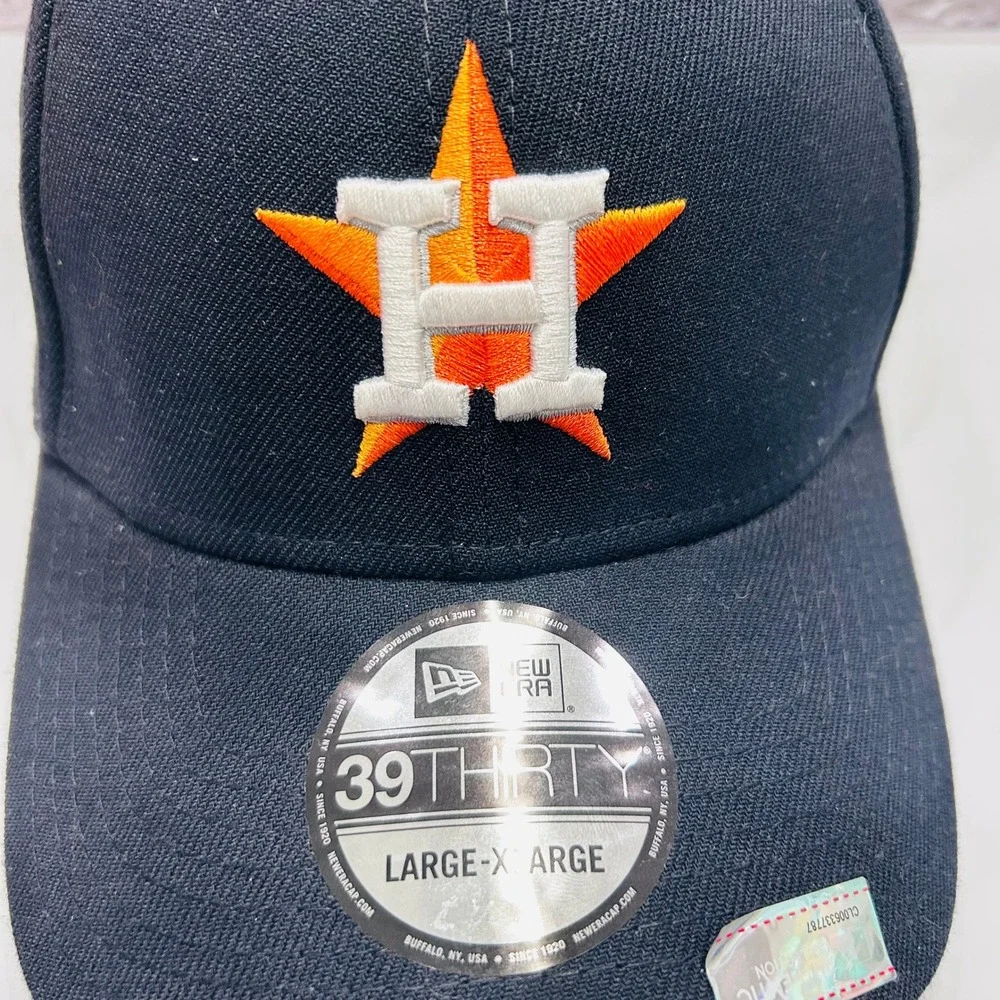 New Era Houston Astros Hat Mens L/XL Navy 39THIRTY 2022 World Series Patch‎ Cap